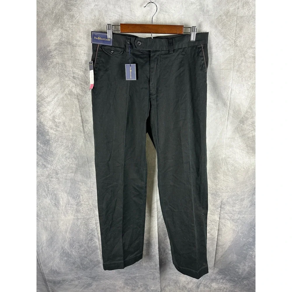 Polo Ralph Lauren Mens Black Chino Pants Straight Leg Trousers 33x32 NWT